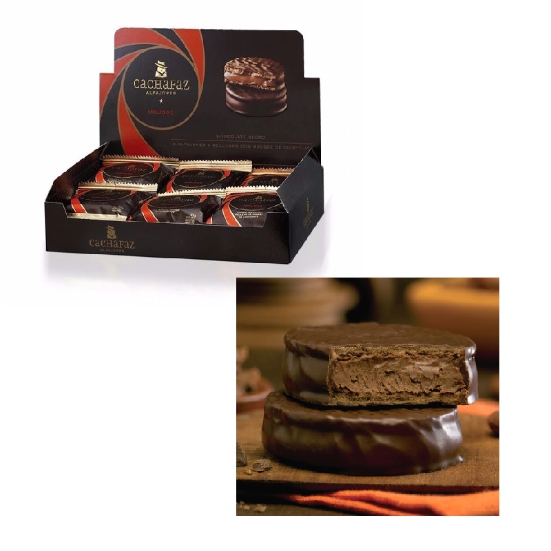 Cachafaz Alfajor de Chocolate relleno de  Mousse de Chocolate (caja de 12)