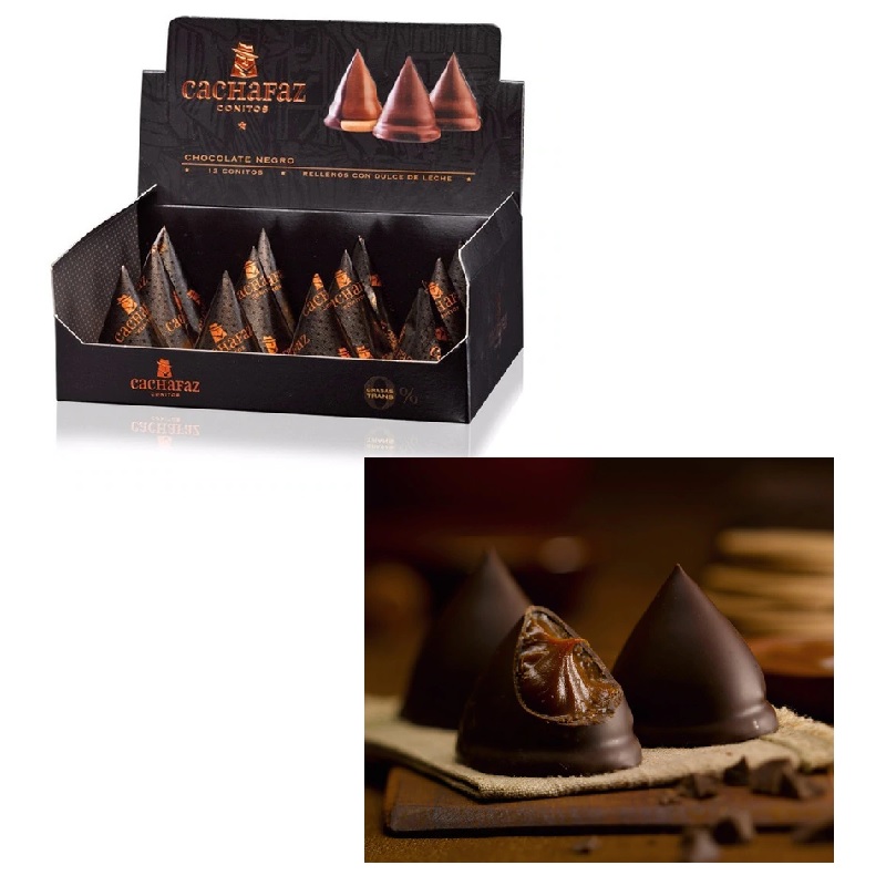 Cachafaz Conitos rellenos de Dulce de Leche cubiertos de chocolate Caja Mayorista, 228 g / 8 oz (12 cajas de 6 unidades)