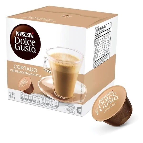 Nescafé Dolce Gusto Cortado Café Tostado Molido En Cápsulas Espresso Macchiato, 6.3 g / 0.2 oz c/u (caja de 16)
