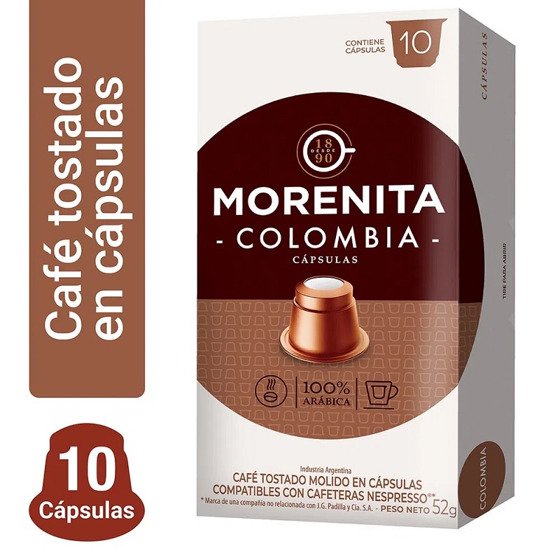 La Morenita Café Cápsulas Colombia Nespresso (80 gr). Caja x 10.