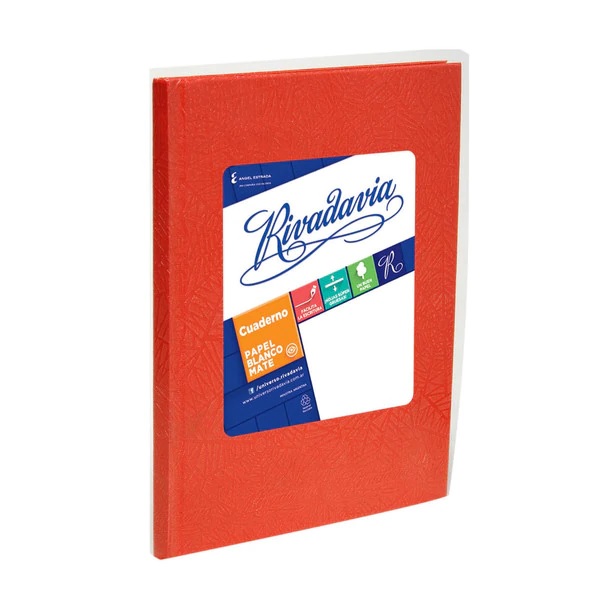 Rivadavia Cuaderno Tapa Dura Cuadriculado Squared Hard Cover Notebook with 50 Matte White Sheets, 190 mm x 235 mm / 7.48 