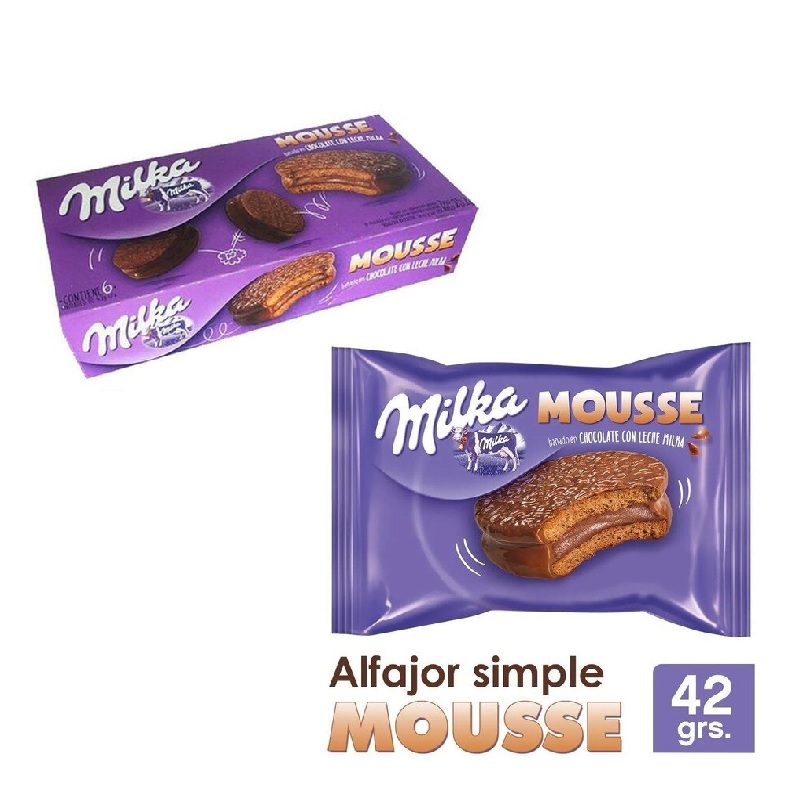 Milka Alfajor relleno con Mousse de Chocolate, 42 g / 1.5 oz (pack de 6)