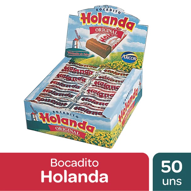 Holanda Bocadito Original de Leche, 10.5 g / 0.37 oz (caja de 50 unidades)