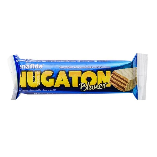 Nugaton Candy Bar with Peanut Butter, Cacao and White Chocolate Coated, 27 g / 0.95 oz (pack of 6)