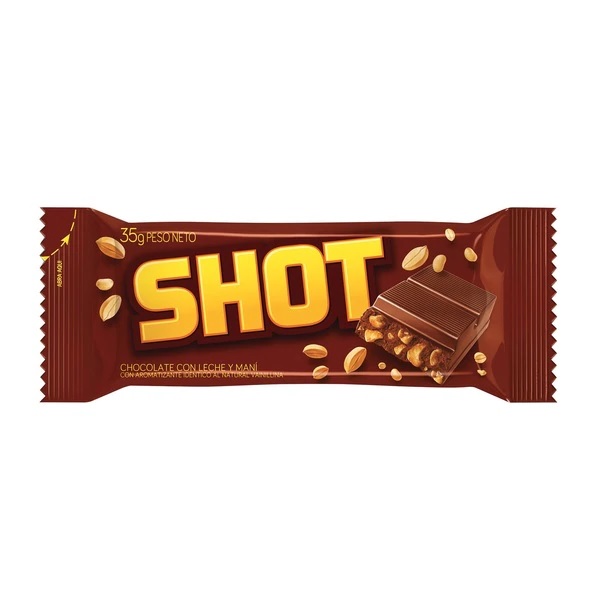 Shot Barra de Chocolate con Maní, 35 g / 1.23 oz caja de 25 mini bars)