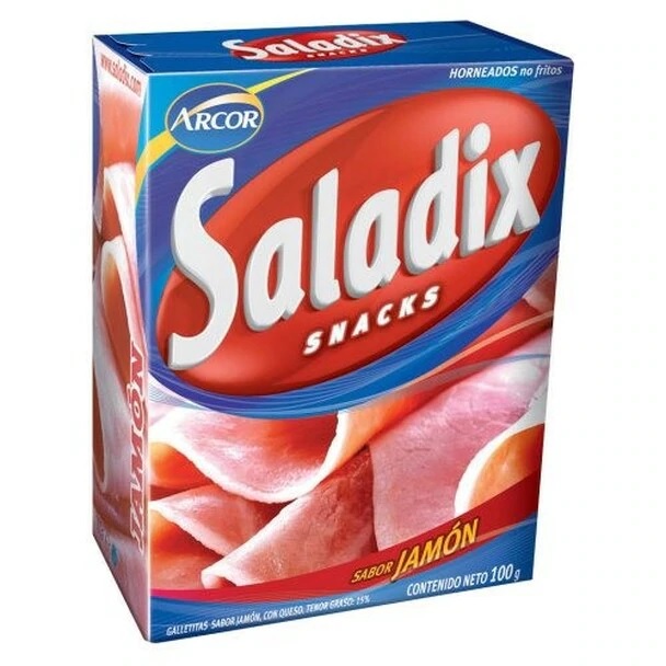 Saladix Arcor Snacks Horneados de Jamón, 100 g / 3.5 oz caja (pack de 3)