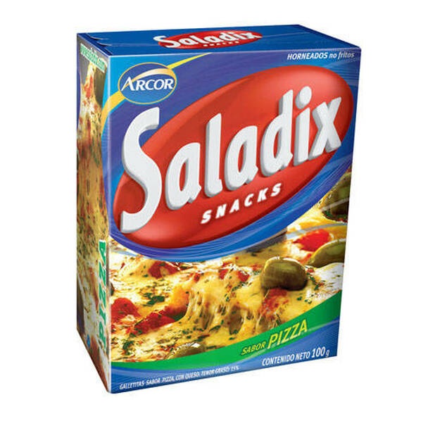 Saladix Arcor Snacks Horneados de Pizza, 100 g / 3.5 oz caja (pack de 3)