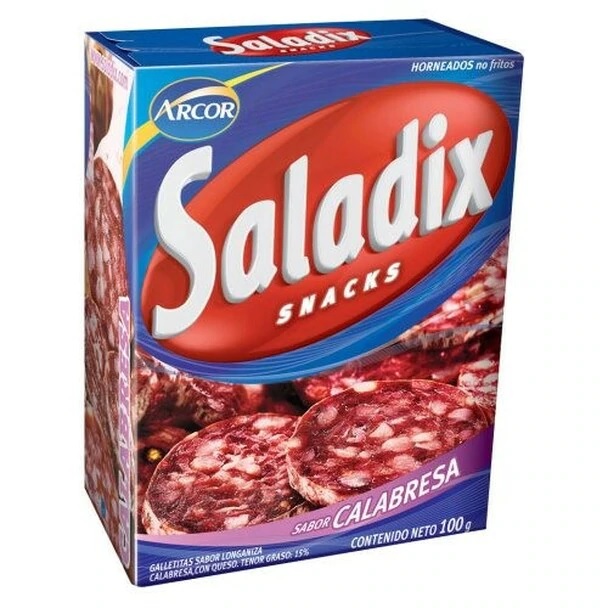 Saladix Arcor  Snack Horneado Calabresa, 100 g / 3.5 oz box (pack de 3)