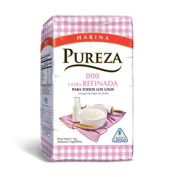 Pureza Harina 000 Ultra Refinada, 1 kg / 2.2 lb