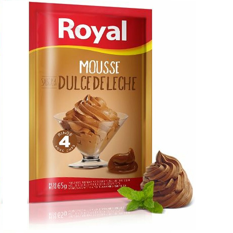 Royal Mousse de Dulce de Leche, 4 porciones por paquete, 65 g / 2.29 oz (caja de 6 paquetes)