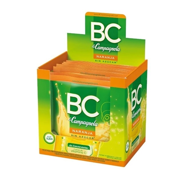 BC Jugo en Polvo Sin Azucar Bajo Sodio, 9.7 g / 0.34 oz paquete (caja de 18)
