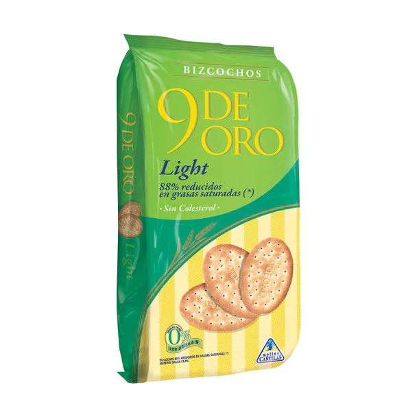 9 de Oro Light Biscuits Traditional Bizcochos No Cholesterol, 200 g / 7.1 oz (pack of 3)