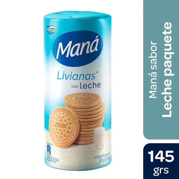 Maná Arcor Livianas con Leche, 145 g / 5.1 oz (pack de 3)