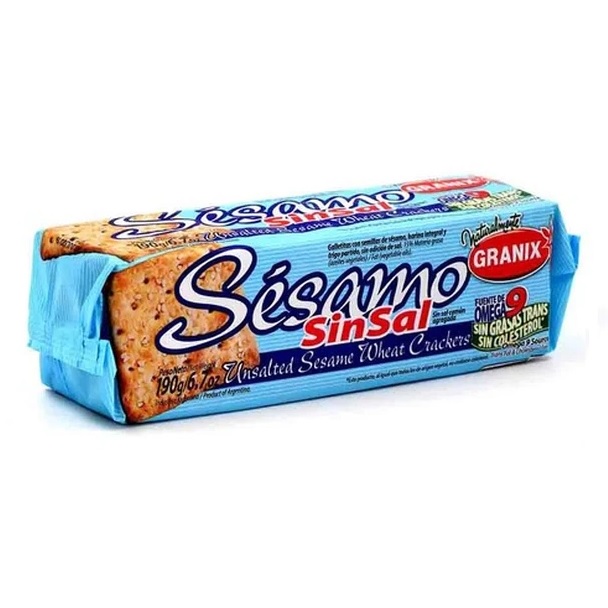 Galletitas Granix Sésamo Sin Sal Unsalted Sesame Wheat Crackers, 175 g / 6.2 oz (pack of 3)