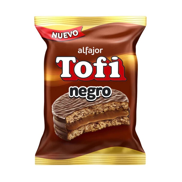 Tofi Alfajor Negro de Chocolate relleno con Dulce De Leche, 46 g / 1.6 oz (pack de 6)