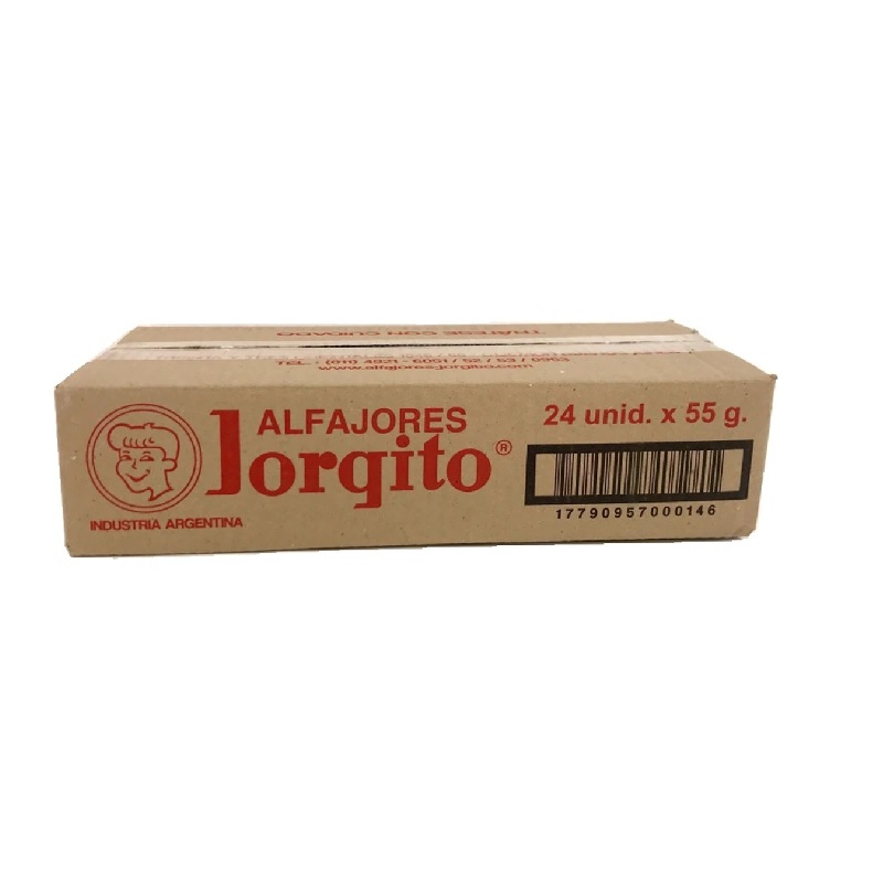 Alfajor Jorgito Negro Dulce de Leche con cobertura de chocolate Caja al por mayor, 55 g / 1.94 oz cada uno (24 por caja)