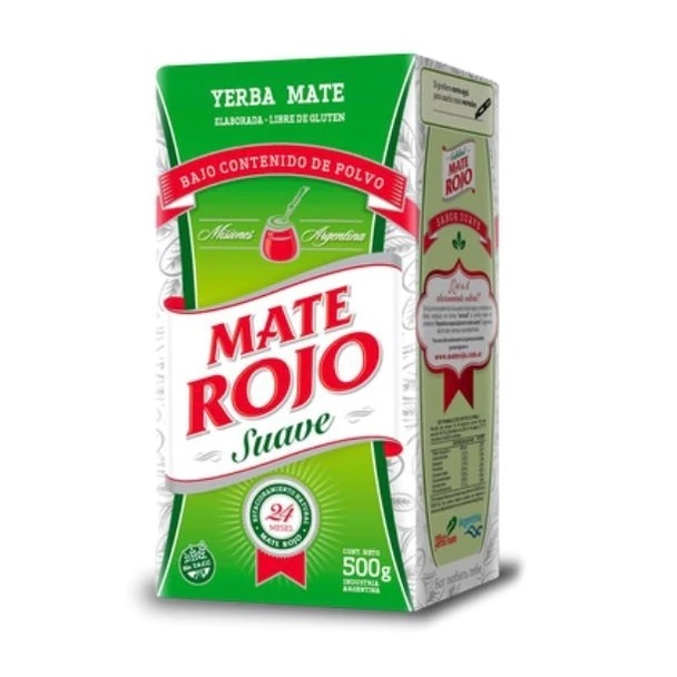 Mate Rojo Soft Yerba Mate Suave Low Dust Content from Misiones, Argentina , 500 g / 1.1 lb