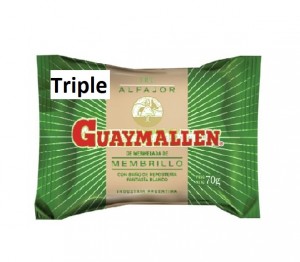Guaymallen Alfajor Triple Chocolate Blanco con Membrillo, 70 g / 2.5 oz (pack de 6)