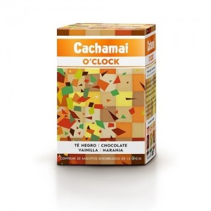 Te Cachamai O´Clock Premium - Te Negro, Chocolate, Vainilla, Naranja (30 gr). Pack x 20