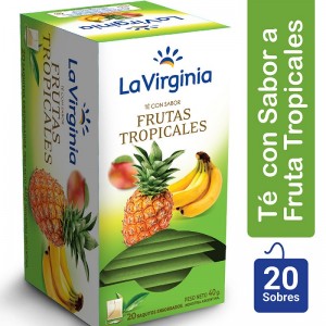 La Virginia Té con Sabor a Frutas Tropicales, (40gr). Pack x 20.