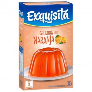 Exquisita Gelatina Naranja, 8 porciones por caja 40 g / 1.41 oz caja