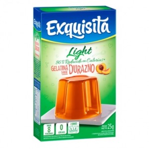 Exquisita Gelatina de Durazno Light, 8 porciones por caja - 25 g / 0.88 oz (caja de 15 sobres)