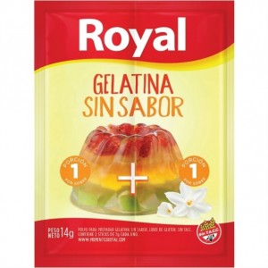 Royal Gelatina Sin Sabor, 8 porciones por sobre 14 g / 0.49 oz