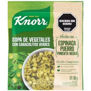 Knorr Sopa de Vegetales con Fideos Caracolitos Espinaca y Puerro, 80 g (pack of 3)
