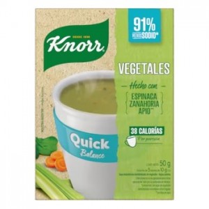 Knorr Quick Sopa de Vegetales Balance, 5 sobres, 10 g