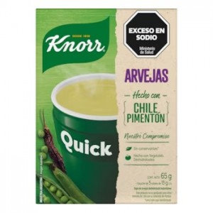 Knorr Quick Sopa de Arvejas Chile Pimentón, 5 sobres 10g
