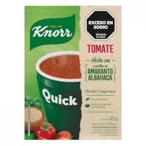 Knorr Quick Sopa de Tomate Amaranto y Albahaca, 5 sobres